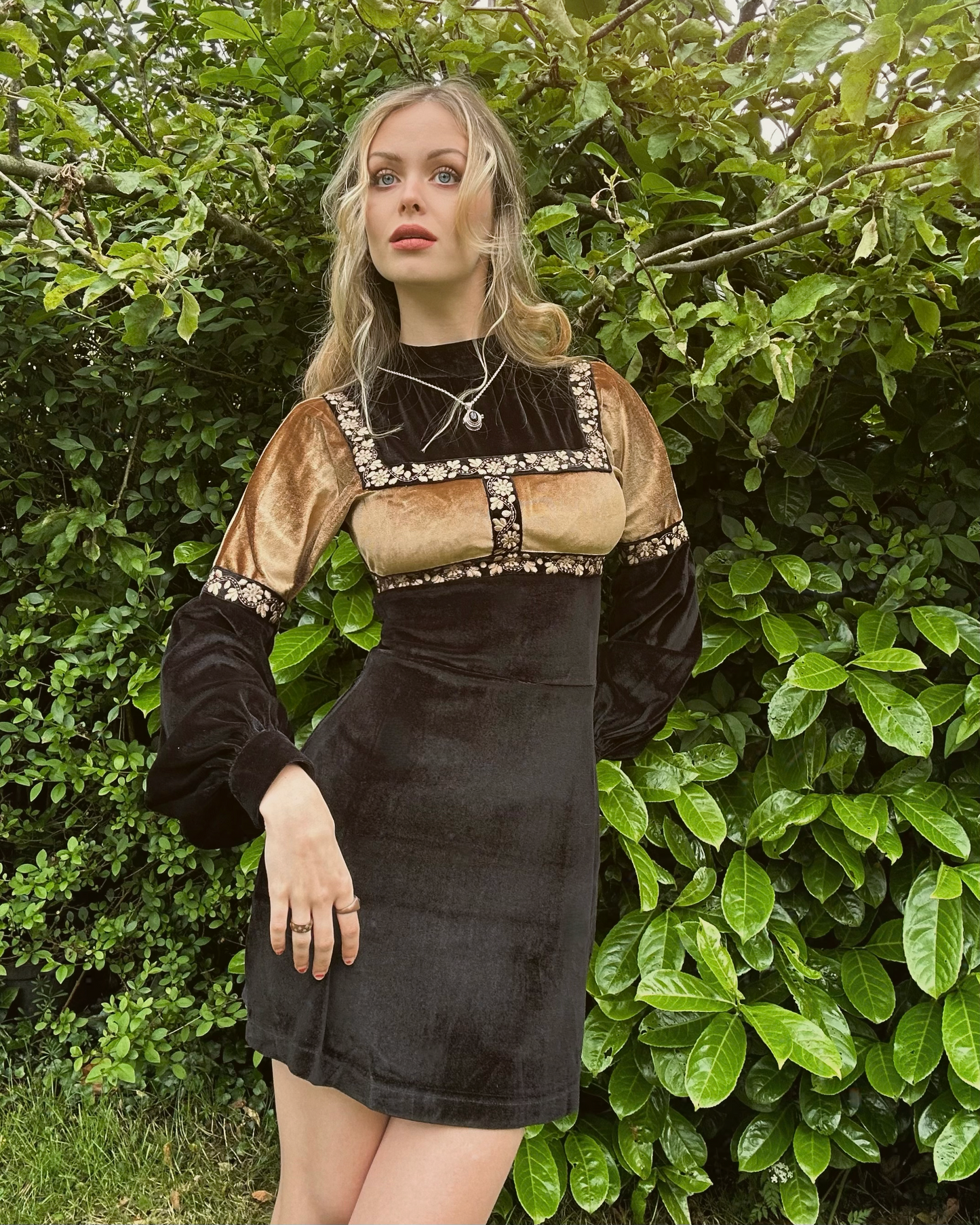 Medieval Mini-Dress in Black and Gold