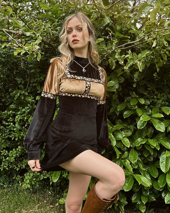 Medieval Mini-Dress in Black and Gold