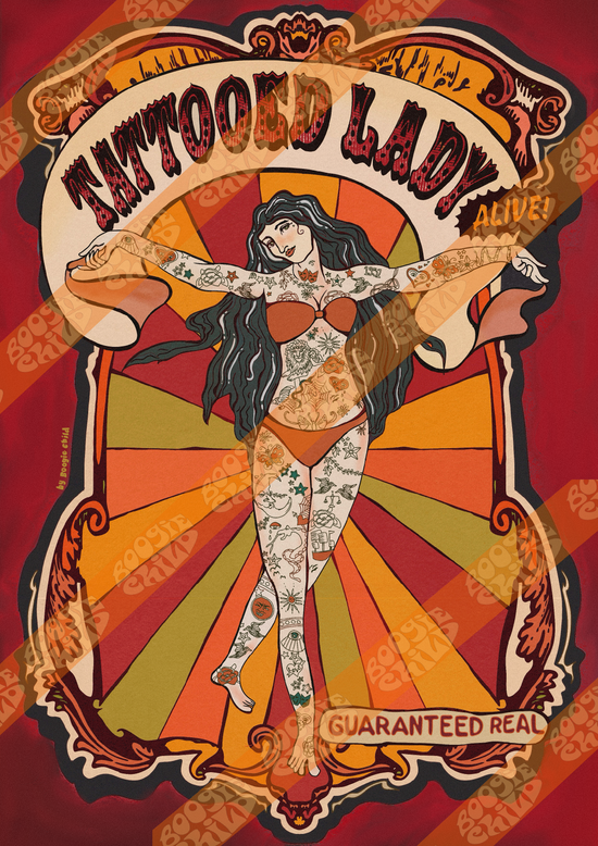 The Tattooed Lady Circus Freak Show Print - Size A3 / 11.7" × 16.5"