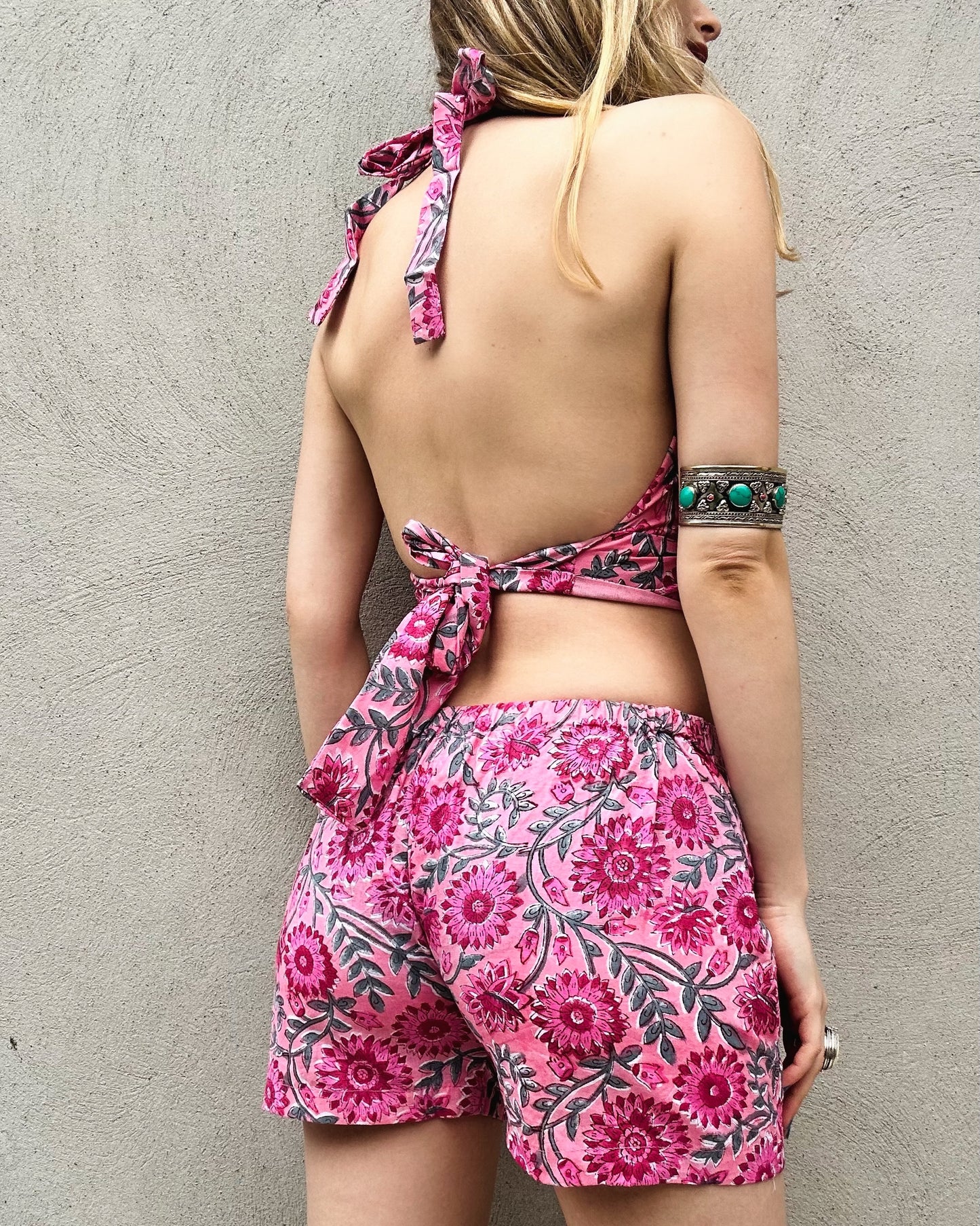 Hibiscus 70s Set - includes Halter Top and Shorts
