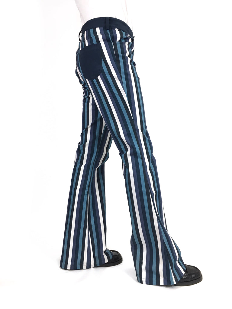 Black  White Pin Striped Bell Bottom Stretch Flares  Run and Fly